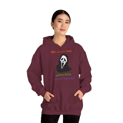 Unisex Heavy Blend™ Hooded Sweatshirt – The Scary Face When Bills Aren’t Paid Hoodie