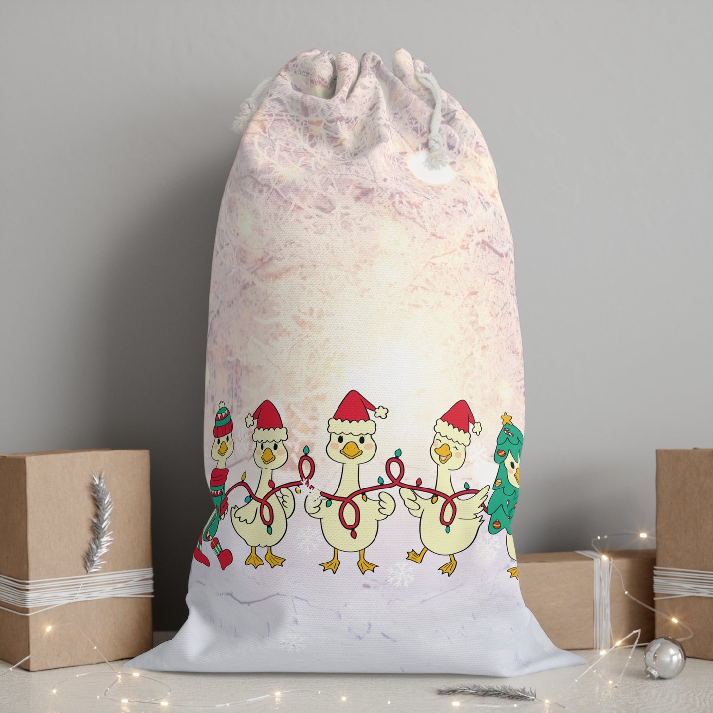 Kerst Familie Gans Cadeau Zak – 55 x 85 cm – Vrolijke Christmas Goose Gift Bag