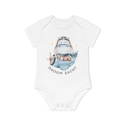 Nijlpaard Droom Zacht Romper – Babyromper met Vliegend Nijlpaard | Biokatoen in 4 Kleuren Printify