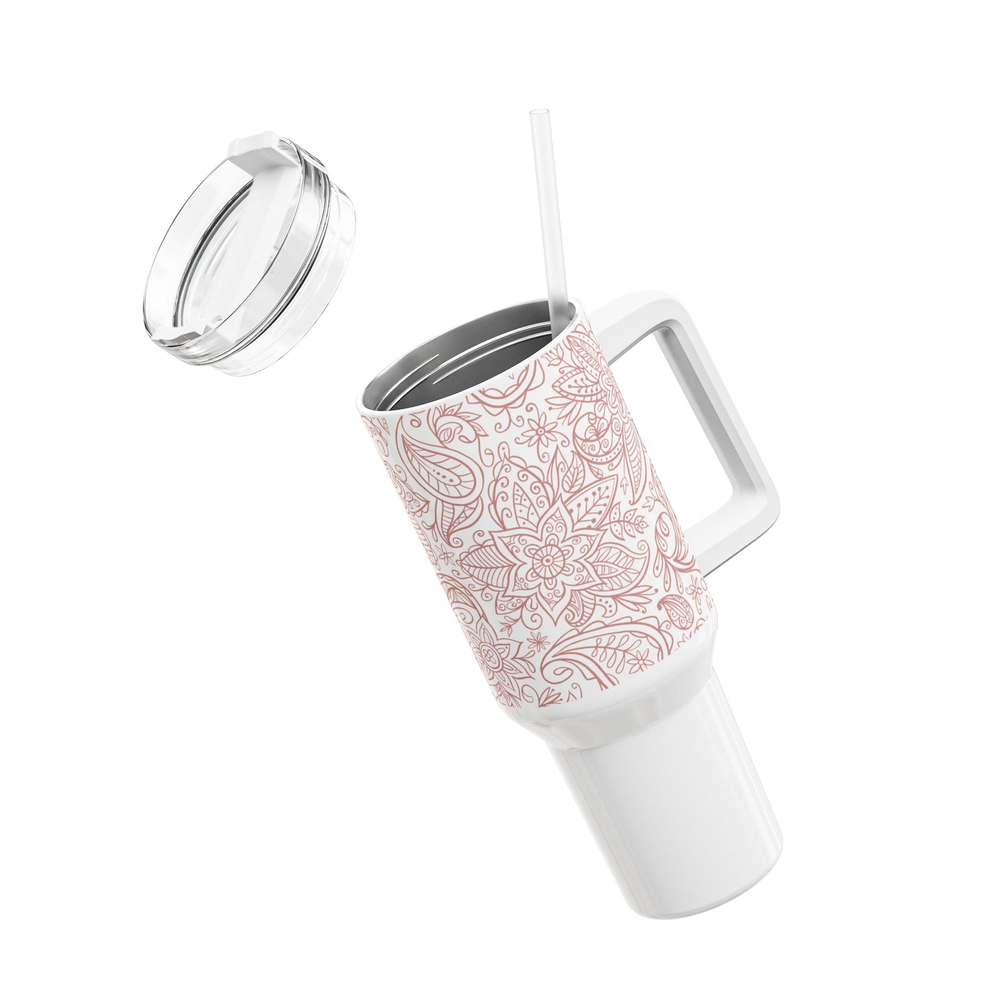 Primrose Herfst Tumbler 900 ml – dubbelwandige RVS beker met primrose bloemenpatroon en rietje – Creatieve Aap