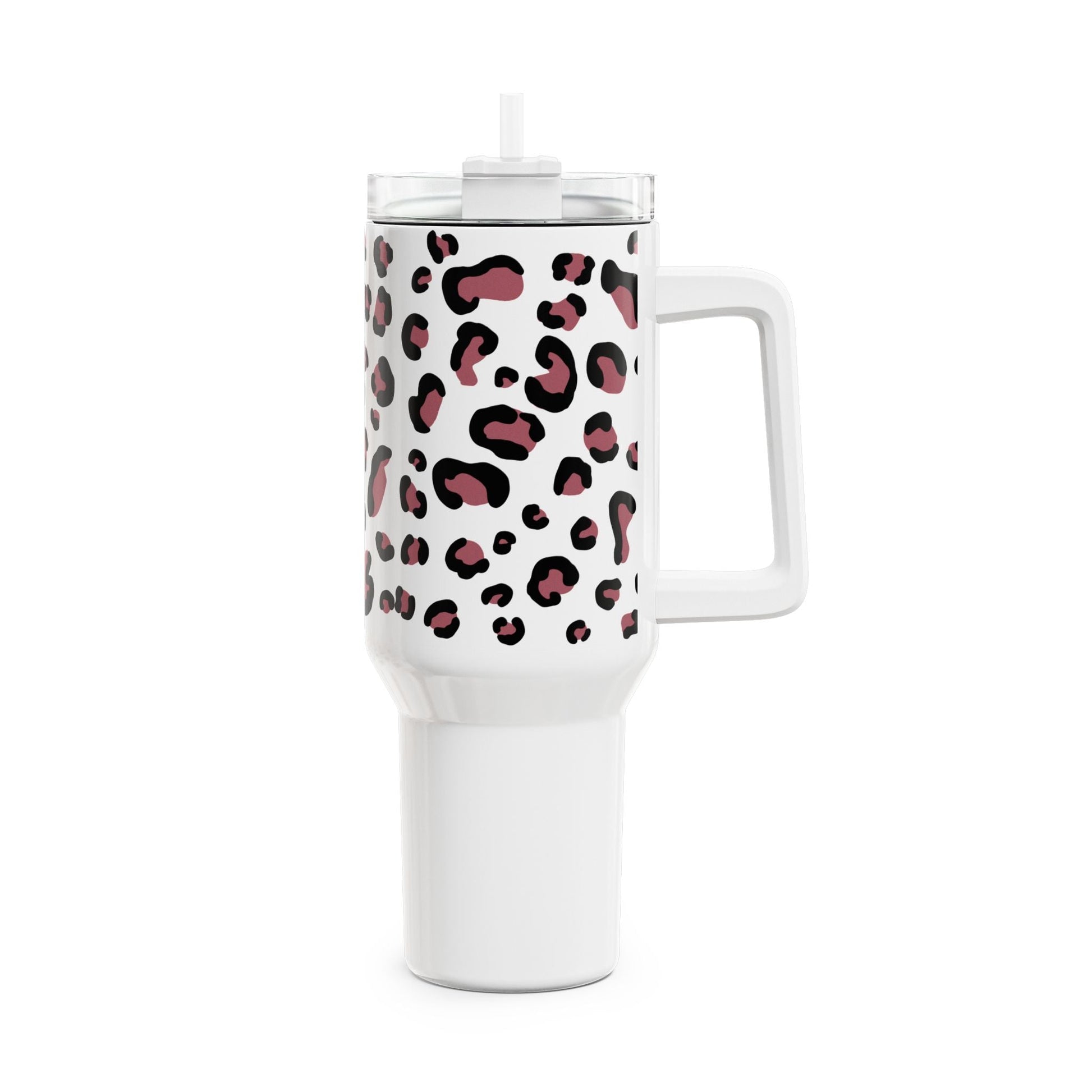 Panterprint tumbler op witte tumbler 900ml roestvrijstaal met dubbelwandige isolatie – Creatieve Aap