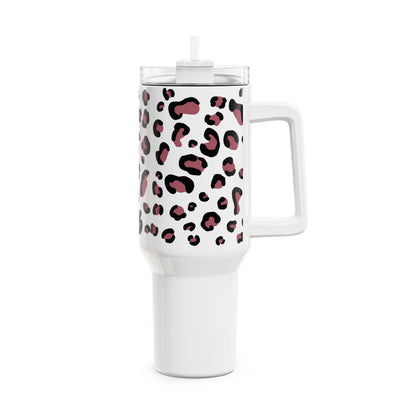 Panterprint tumbler op witte tumbler 900ml roestvrijstaal met dubbelwandige isolatie – Creatieve Aap