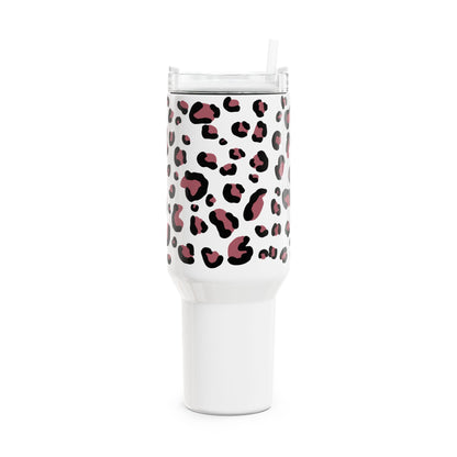 Panterprint tumbler op witte tumbler 900ml roestvrijstaal met dubbelwandige isolatie – Creatieve Aap