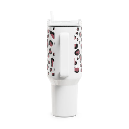 Panterprint tumbler op witte tumbler 900ml roestvrijstaal met dubbelwandige isolatie – Creatieve Aap
