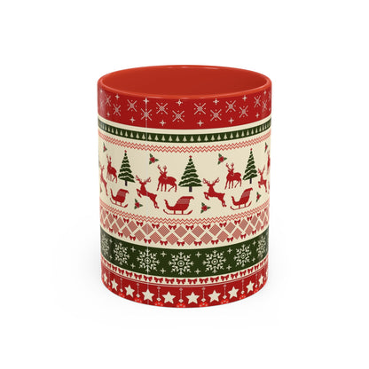 Kerst Vibes Mok – Scandi Knit Pattern – 330 ml Keramiek