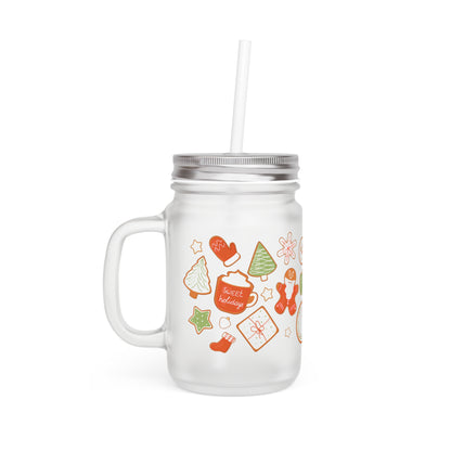Sweet Holidays – Frosted Mason Jar met Rietje (Limited Christmas Edition)