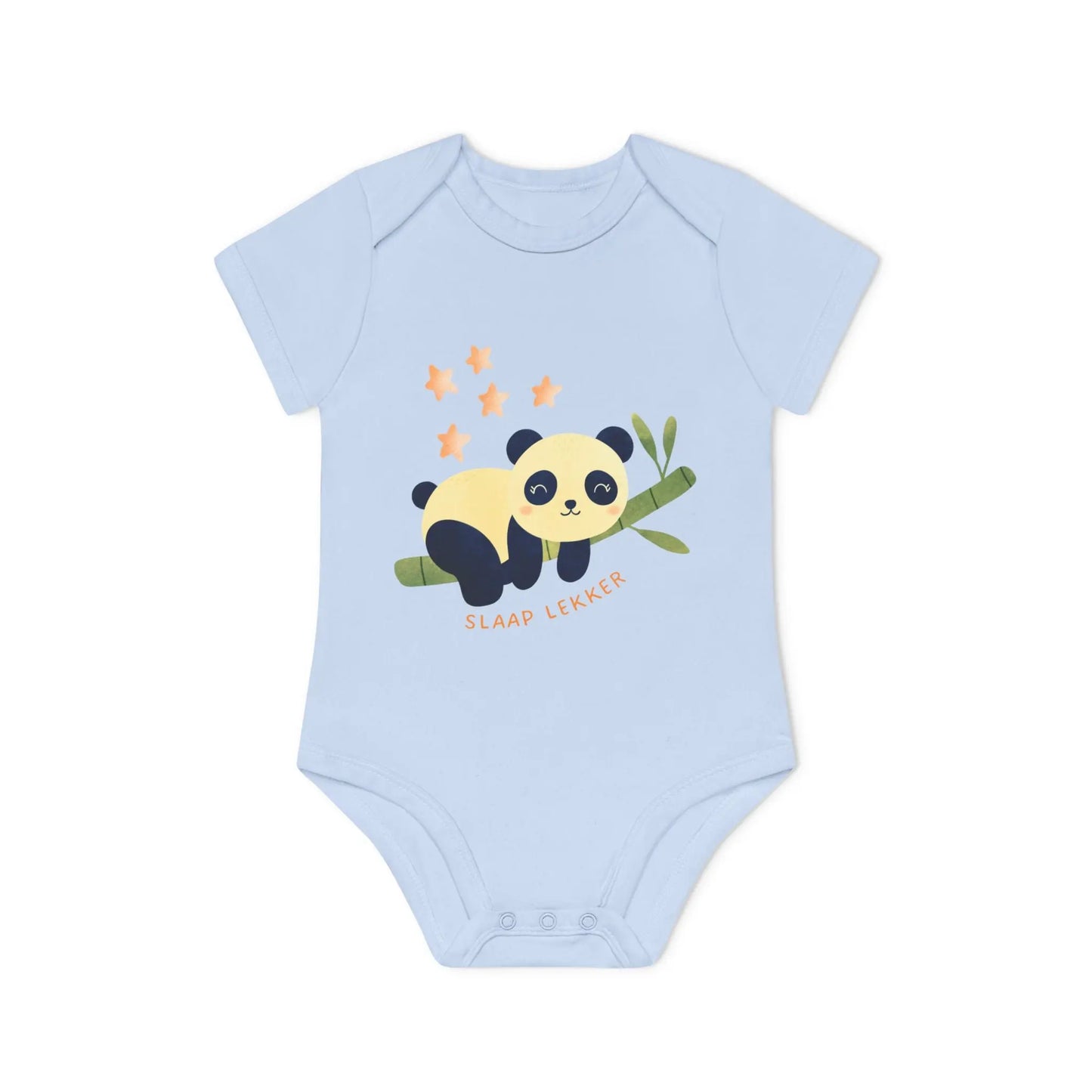 Panda Slaap Lekker Romper – Babyromper met Schattige Panda & Sterretjes | Biokatoen Printify