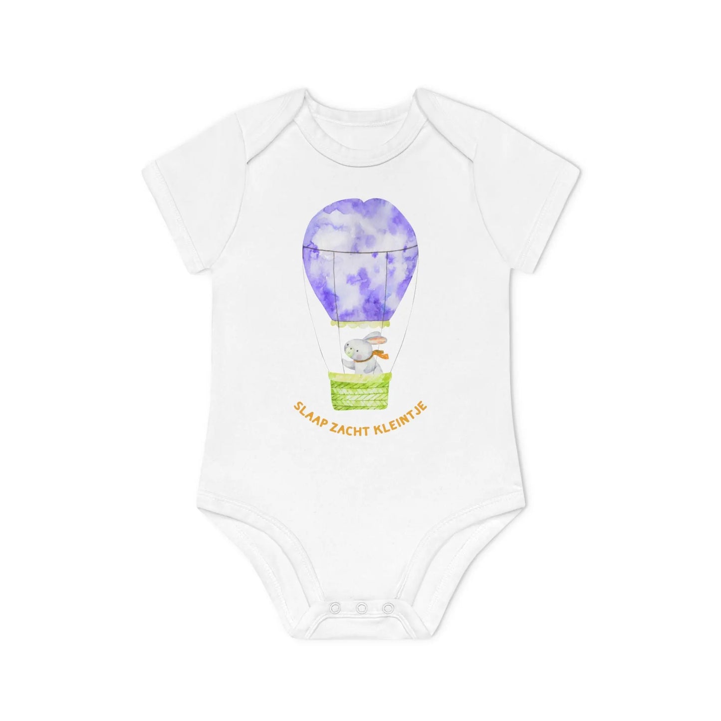 Slaap Zacht Kleintje Romper – Kawaii Romper met Konijn in Luchtballon | Biokatoen in 5 Kleuren Printify