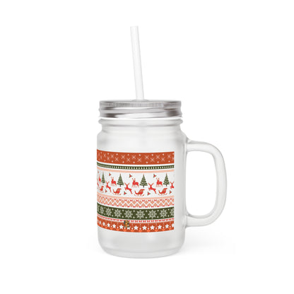 🎄 Kerst Vibes Mason Jar – Frosted Glass – Limited Christmas Edition