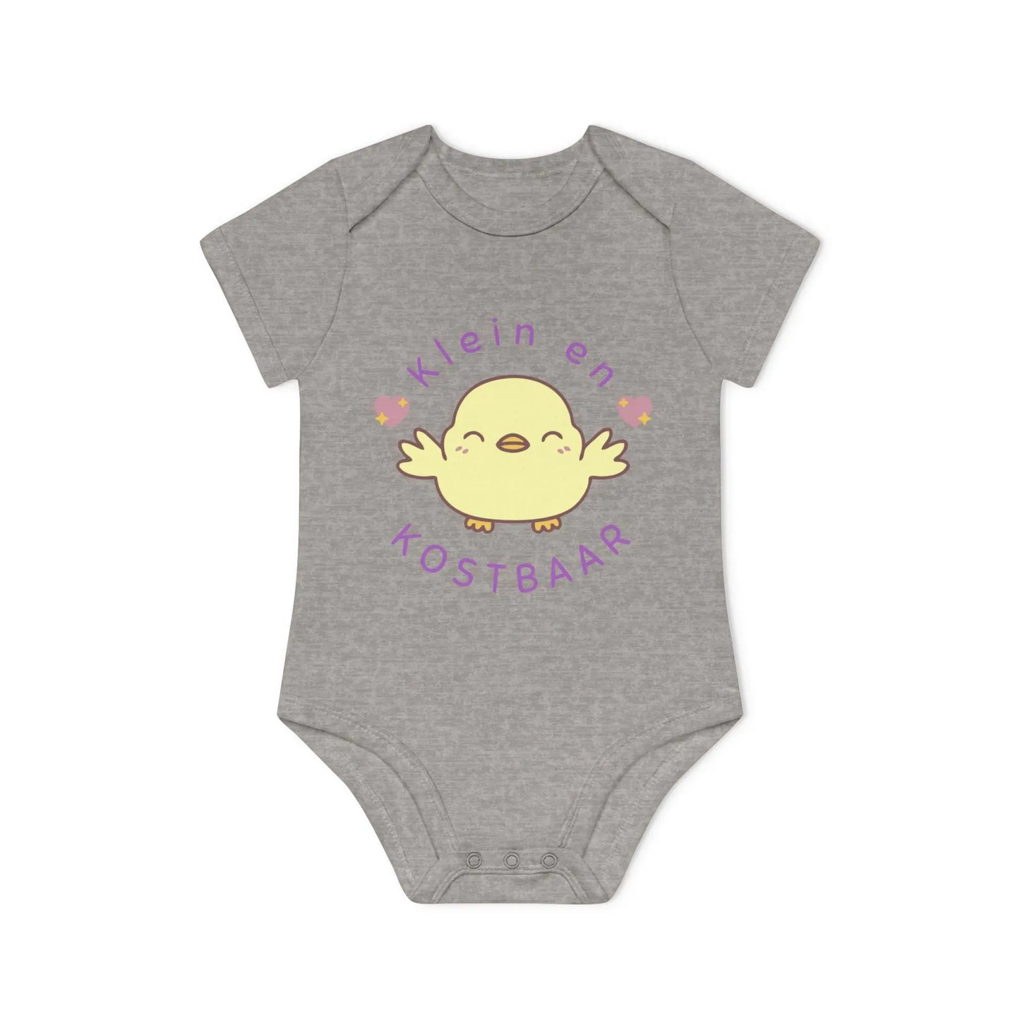 Klein en Kostbaar Romper – Babyromper met Schattig Kuikentje | Biokatoen in 4 Kleuren Printify