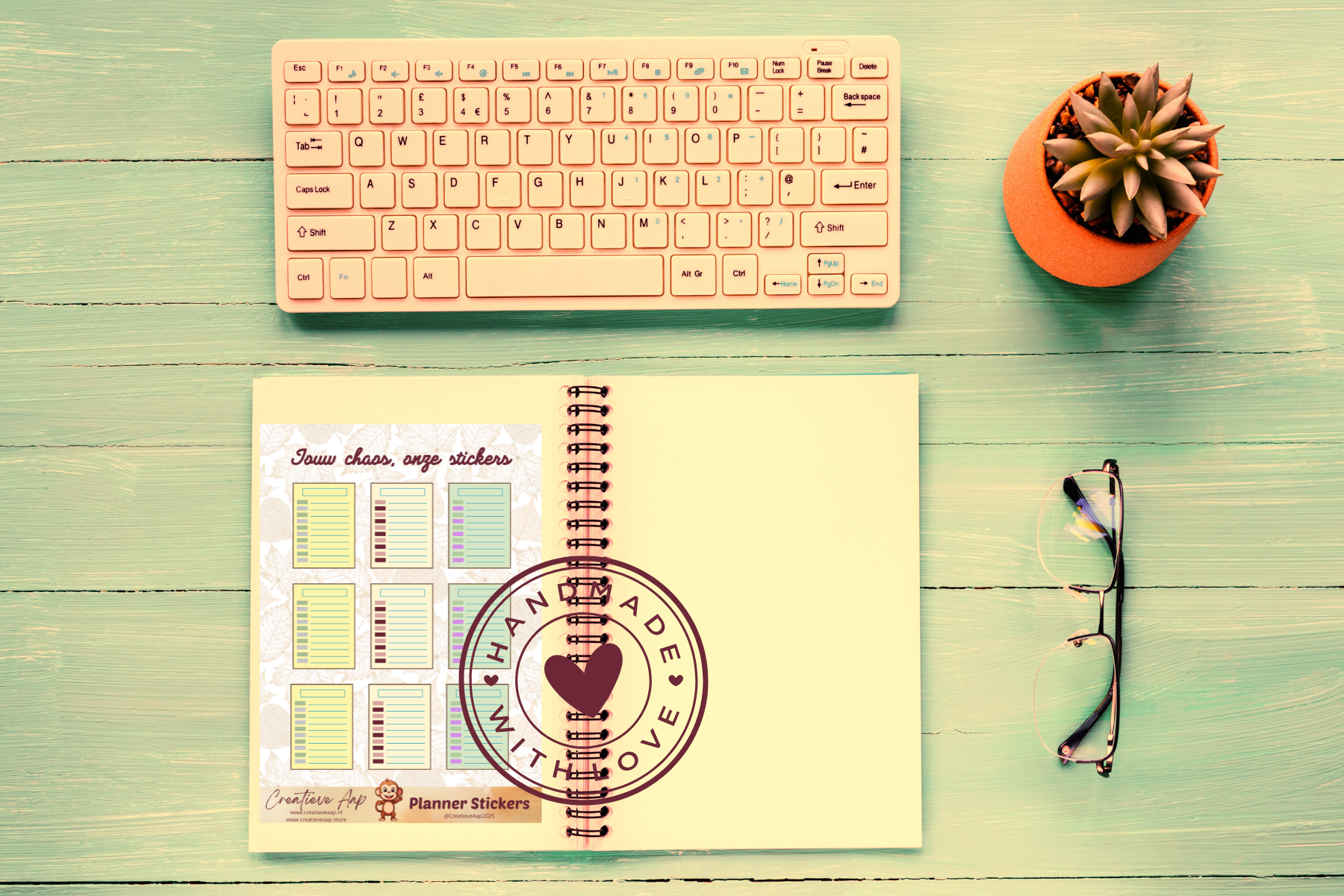 Planner stickers “Agenda Schema” in herfstkleuren 🍂📅✨ – handgemaakt design van Creatieve Aap, verkrijgbaar in A6 en A5 formaat, matte of glans afwerking.