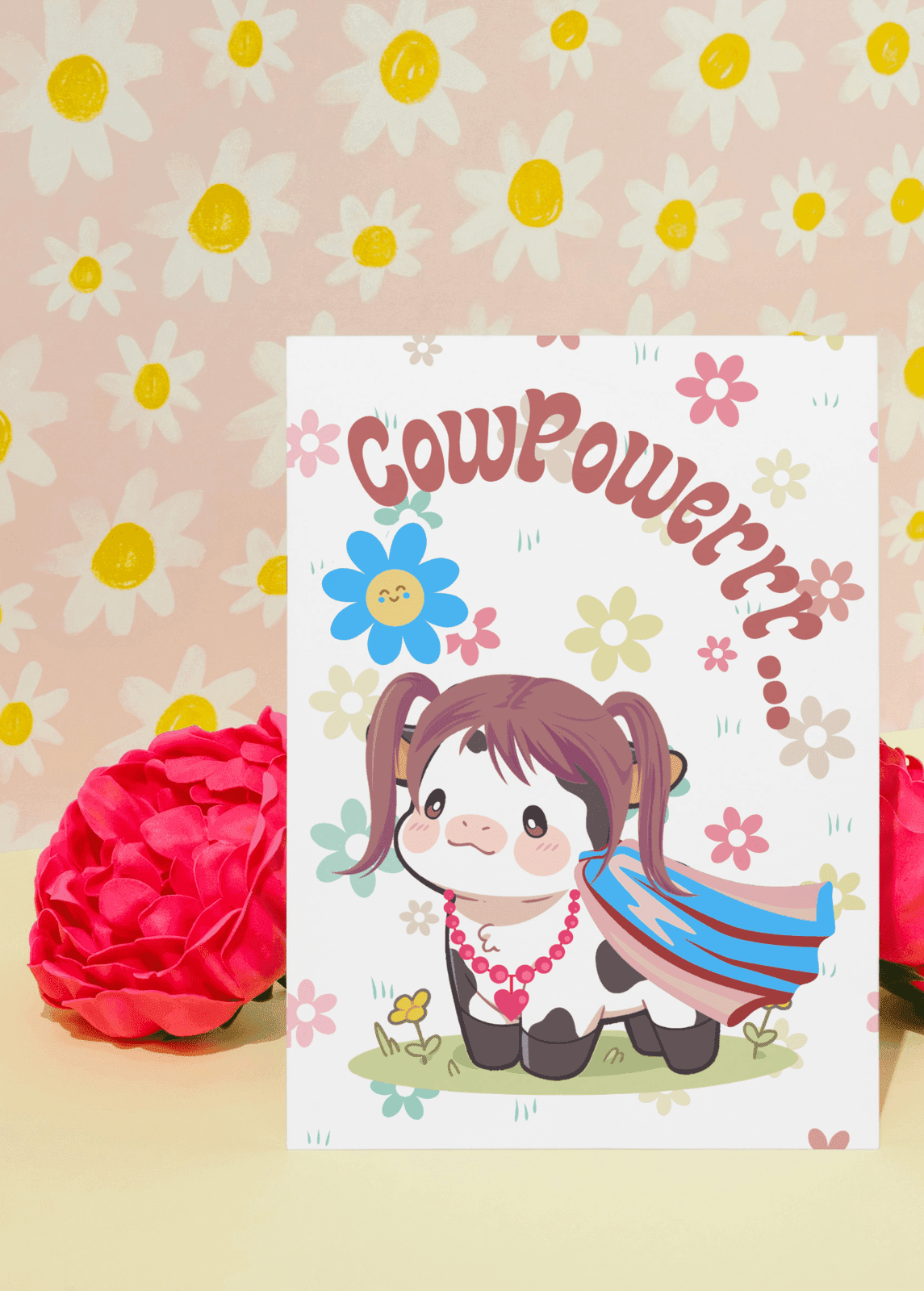 Wenskaart met envelop - Design 'Bella the Cow' CowPowerrr... Kawaii