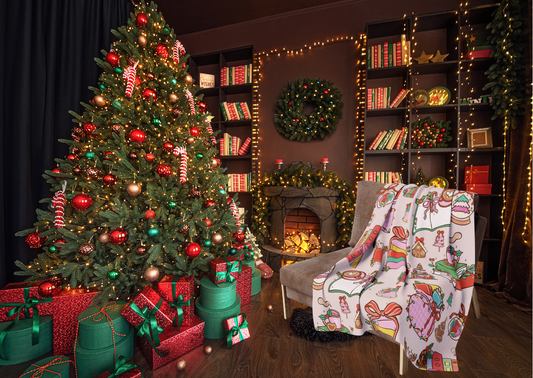 Arctic Fleece Deken – BookLover Kerst – 76×101 cm / 127×152 cm / 152×203 cm