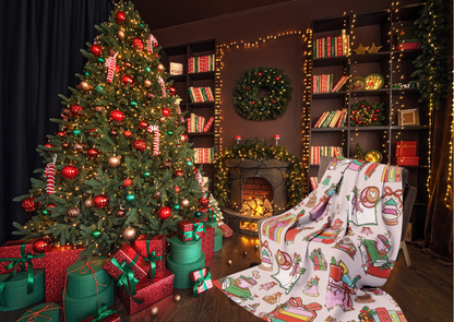 Arctic Fleece Deken – BookLover Kerst – 76×101 cm / 127×152 cm / 152×203 cm