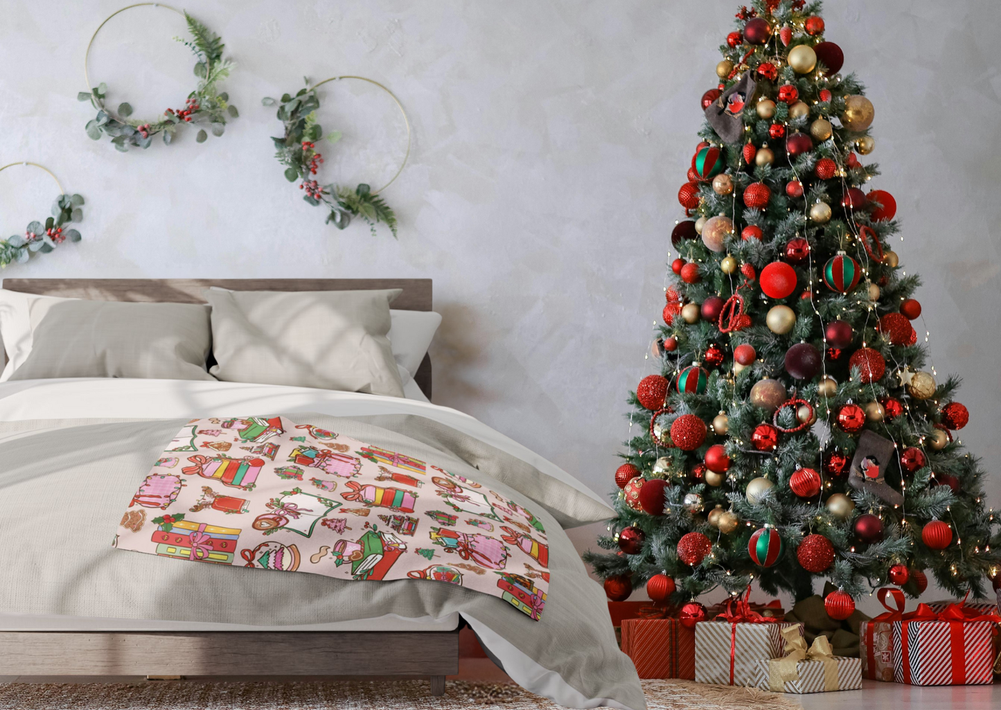 Arctic Fleece Deken – BookLover Kerst – 76×101 cm / 127×152 cm / 152×203 cm