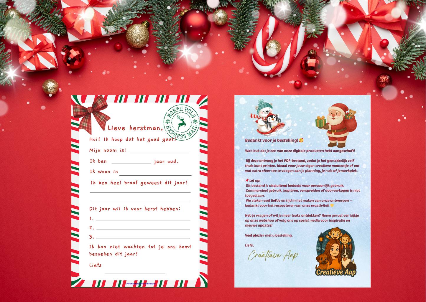 🎅 Kerstman Brief voor Kinderen – PDF Download (Geen fysiek product)
