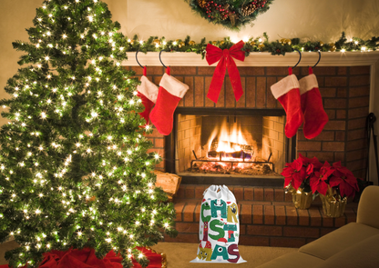 🎄 Kerst Cadeau Zak – Christmas Monster Letters (55 × 85 cm)