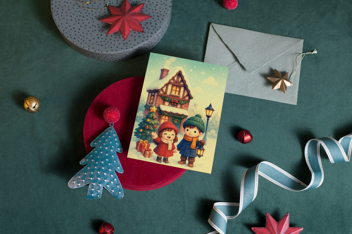 ✨ Kerst Wenskaart – Midwinter Village (A6) ✨ Magische Winter