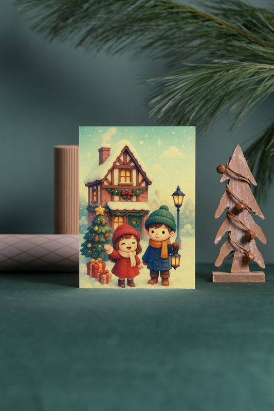 ✨ Kerst Wenskaart – Midwinter Village (A6) ✨ Magische Winter