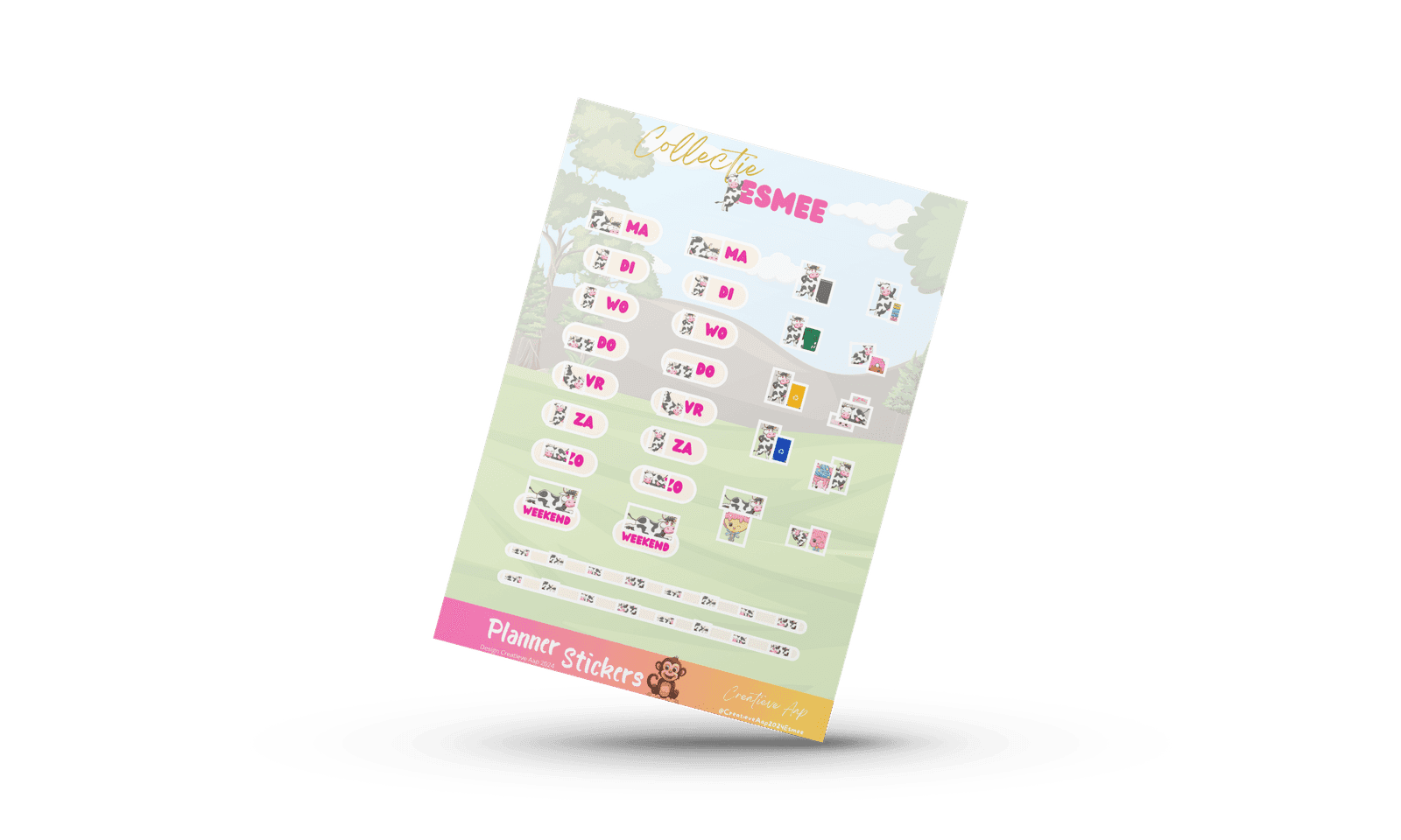 Planner Stickers Collectie Esmee de Koe - Formaat Stickervel 12 x 17 cm, Matte/Glans