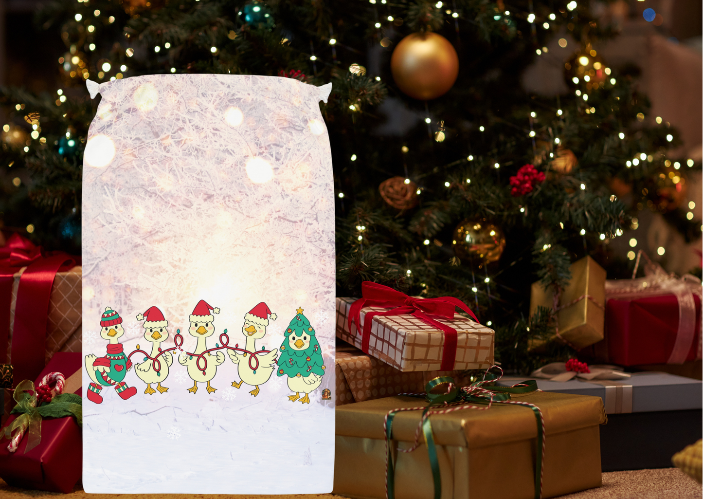 Kerst Familie Gans Cadeau Zak – 55 x 85 cm – Vrolijke Christmas Goose Gift Bag