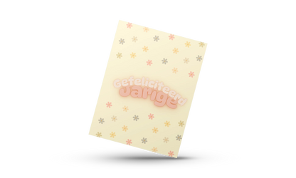 Handgemaakte A6 verjaardagskaart met retro bloemen en tekst ‘Gefeliciteerd Jarige’ in pastelkleuren