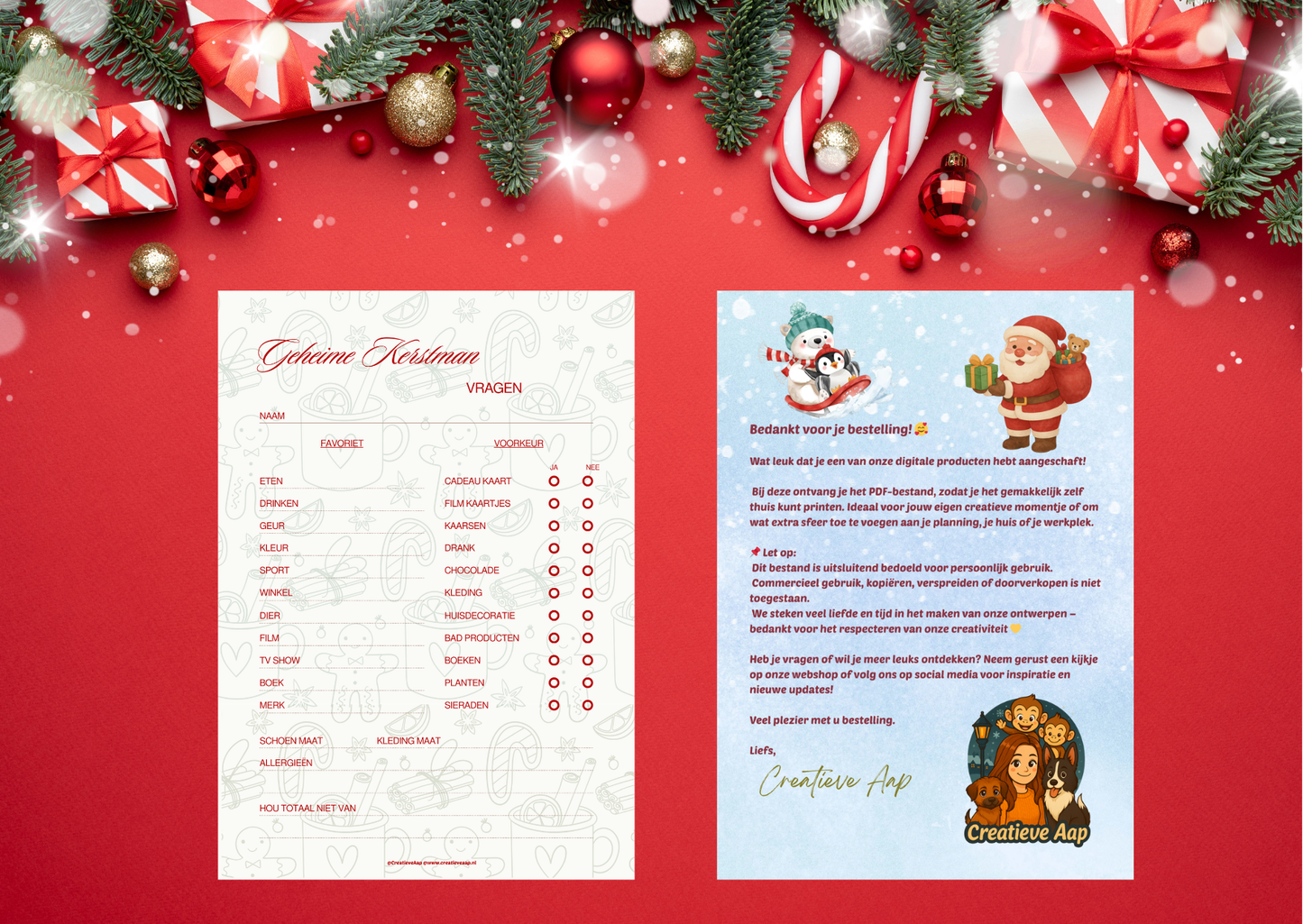 🎅 Geheime Kerstman – Vragenlijst (PDF Download)
