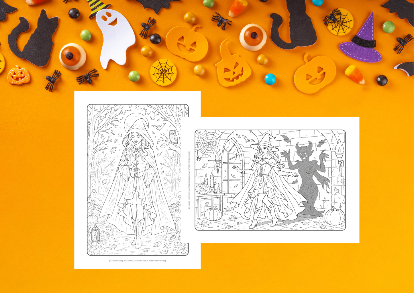 Halloween Heks Kleurboek – 14 Kleurplaten (PDF Download)