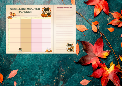 Wekelijkse Maaltijdplanner Herfst 2025 – Collectie Nikita (Digitale PDF, A4)