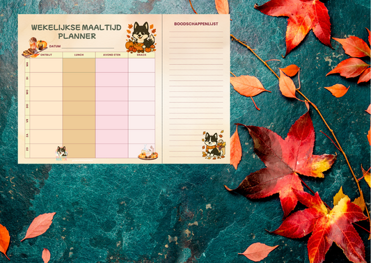 Wekelijkse Maaltijdplanner Herfst 2025 – Collectie Nikita (Digitale PDF, A4)