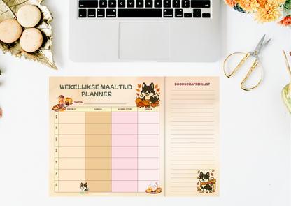 Wekelijkse Maaltijdplanner Herfst 2025 – Collectie Nikita (Digitale PDF, A4)