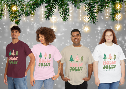 Holly Jolly Vibes – Kerst T-Shirt voor Volwassenen – S t/m 5XL