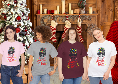 Jingle Bells Skull Bun – Adult Unisex T-Shirt