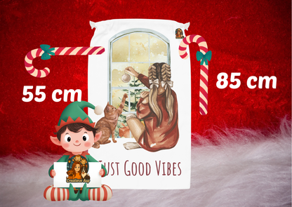 🎁 Duurzame Cadeauzak – Just Good Vibes (55 × 85 cm)