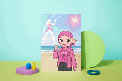 Wenskaart Borstkanker Strijder – Kawaii Anime Stijl – A6 – Met of Zonder Envelop – Creatieve Aap Creatieve Aap
