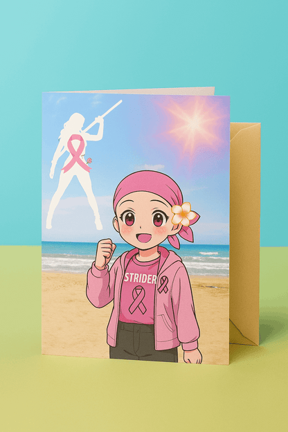 Wenskaart Borstkanker Strijder – Kawaii Anime Stijl – A6 – Met of Zonder Envelop – Creatieve Aap Creatieve Aap