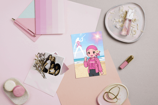 Wenskaart Borstkanker Strijder – Kawaii Anime Stijl – A6 – Met of Zonder Envelop – Creatieve Aap Creatieve Aap