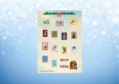 🎄 Kerst Postzegel Decoratie Stickers – Sticker Sheet – Creatieve Aap 2025