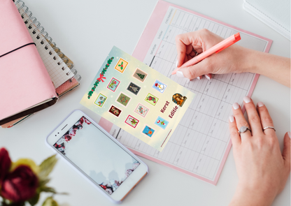 🎄 Kerst Postzegel Decoratie Stickers – Sticker Sheet – Creatieve Aap 2025