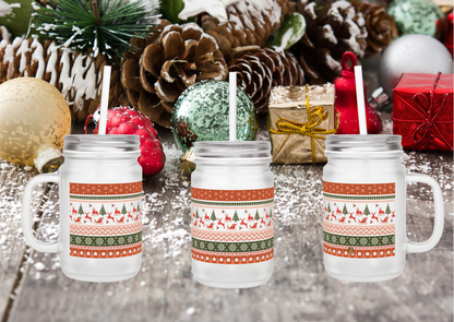 🎄 Kerst Vibes Mason Jar – Frosted Glass – Limited Christmas Edition