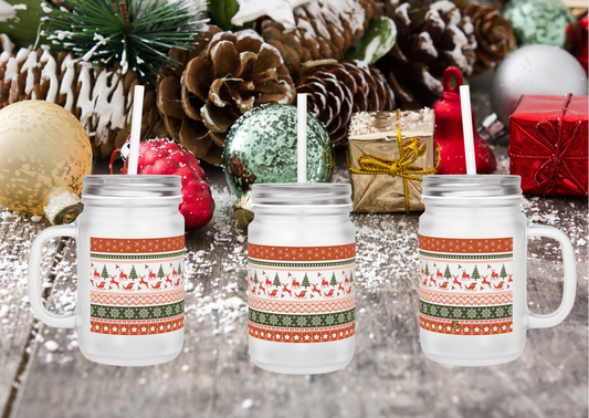 🎄 Kerst Vibes Mason Jar – Frosted Glass – Limited Christmas Edition