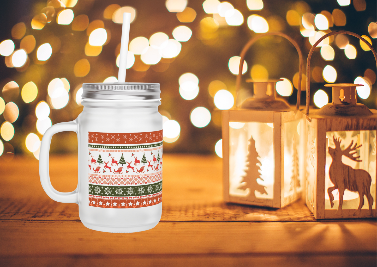 🎄 Kerst Vibes Mason Jar – Frosted Glass – Limited Christmas Edition