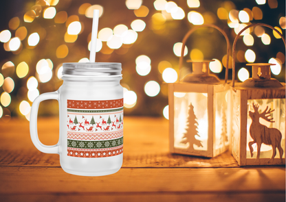 🎄 Kerst Vibes Mason Jar – Frosted Glass – Limited Christmas Edition
