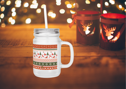 🎄 Kerst Vibes Mason Jar – Frosted Glass – Limited Christmas Edition
