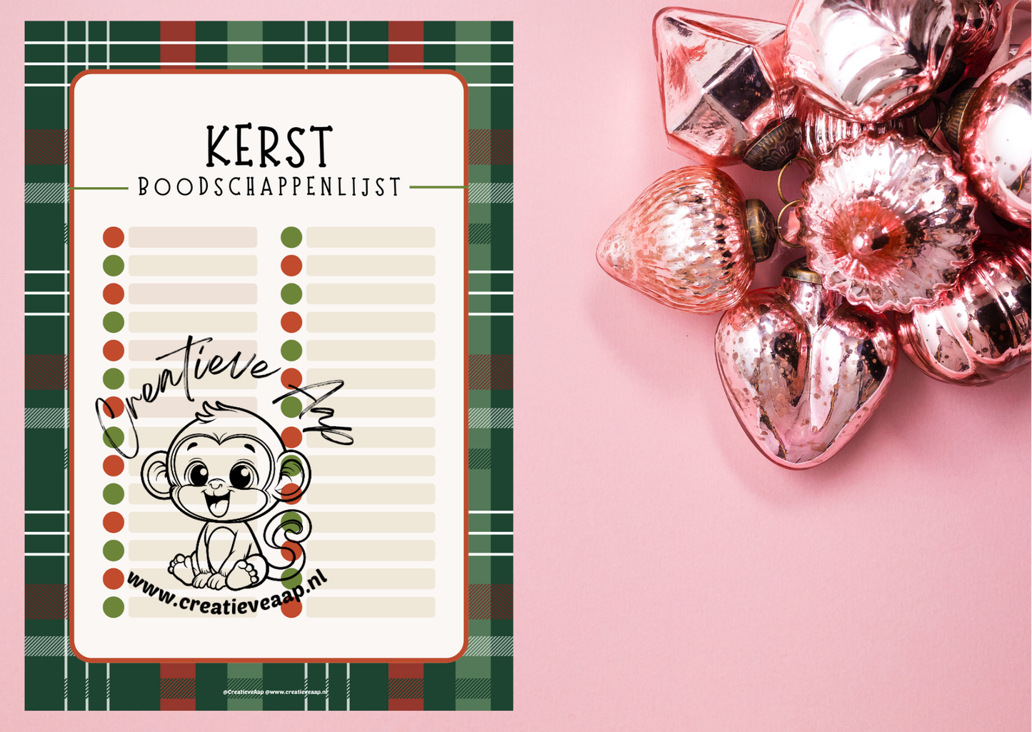 🛒✨ Kerst Boodschappenlijst – Printbare PDF (Digital Download)