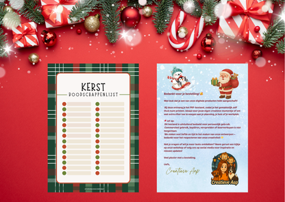 🛒✨ Kerst Boodschappenlijst – Printbare PDF (Digital Download)