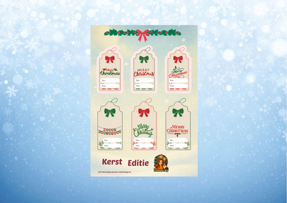🎁 Kerst Cadeaulabel Stickers – Sticker Sheet – Creatieve Aap 2025