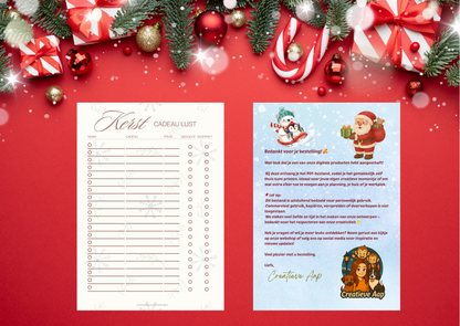 🎁✨ Kerst Cadeau Checklijst – Printbare A4 PDF | Cadeaulijst Planner
