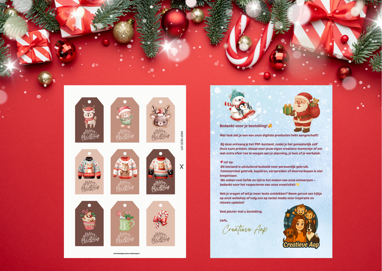 🎁✨ Kerst Cadeau Labels – Cute Edition | Printbare DIY Gift Tags (PDF Download)