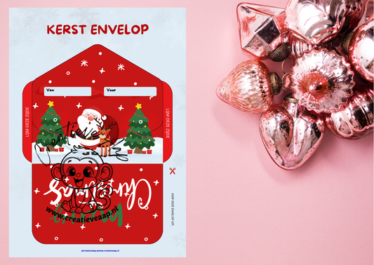 🎅 DIY Kerst Envelop – Kerstman Editie (PDF Download)
